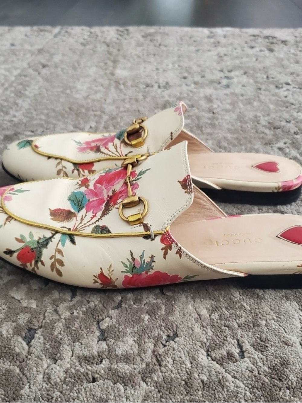 Gucci Princetown Floral Horsebit Mules 37.5 - Picture 5 of 9